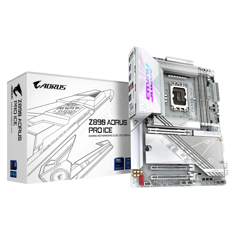 Image of Gigabyte Z890 AORUS PRO ICE Intel LGA 1851 DDR5 ATX White Motherboard