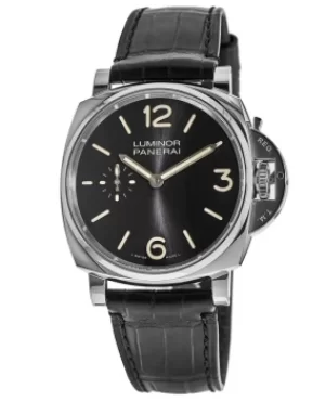 Image of Panerai Luminor Due 42mm Manual Wind Black Dial Leather Strap Mens Watch PAM00676 PAM00676
