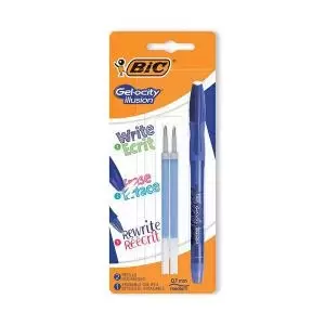 Image of Bic Gel-ocity Illusion Gel Pen Erasable Plus 2 Refills Blue 944017