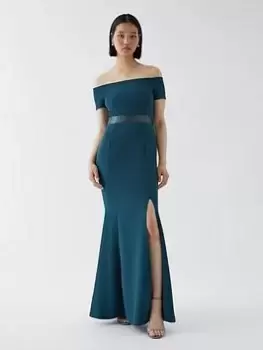 Image of COAST Bardot Sleeve Tailored Bridesmaid Dress - Forest Green, Size 12, Women