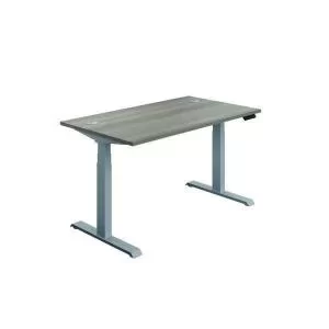 Image of First SitStand Desk 1400x800x630-1290mm Grey OakSilver KF820628