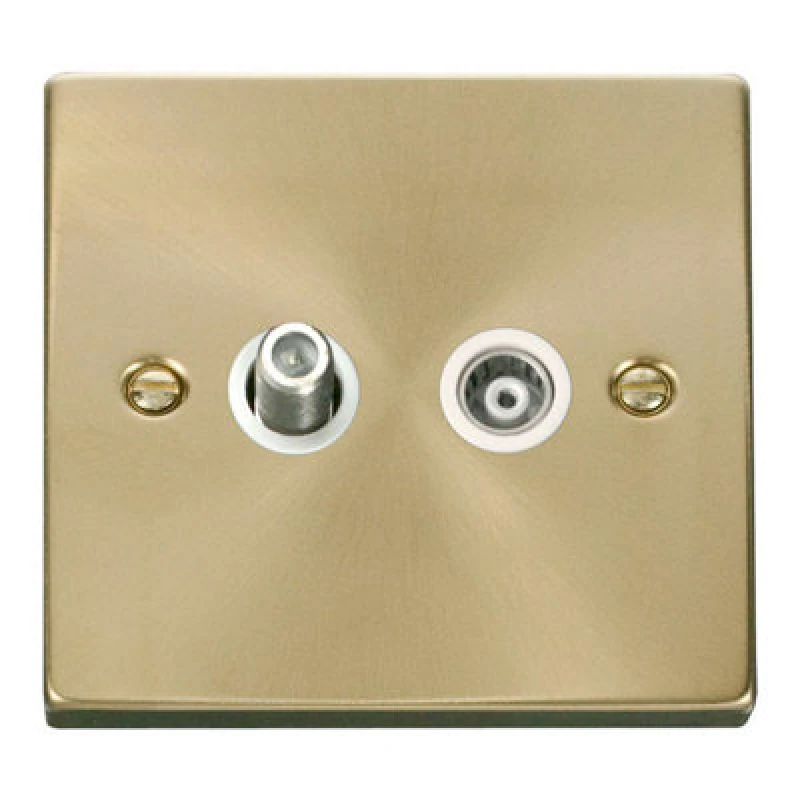 Image of SE Home Satin / Brushed Brass Satellite And Isolated Coaxial 1 Gang Socket Gold unisex