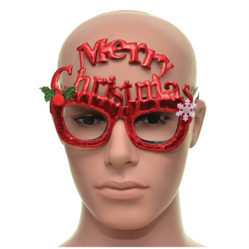 Image of Shatchi Novelty Glitter Red Merry Christmas Christmas Glasses Christmas Party Props