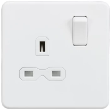 Image of KnightsBridge Screwless 13A 1G DP switched socket - Matt white with white insert