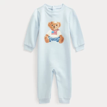 Image of Ralph Lauren Boys' Bear Babygrow - Beryl Blue - 3 Months