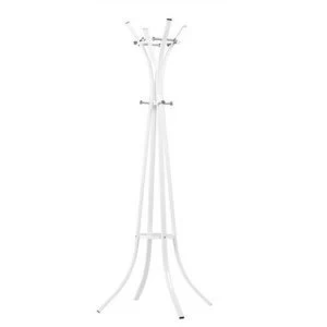 Image of 5 Star Facilities Quarto Four Legged Coat Stand 8 Pegs 4 Hooks Base Diameter 590mm Height of 1750mm White