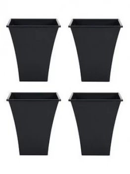 Image of Wham Set Of 4 Black 23Cm Square Metallica Planters