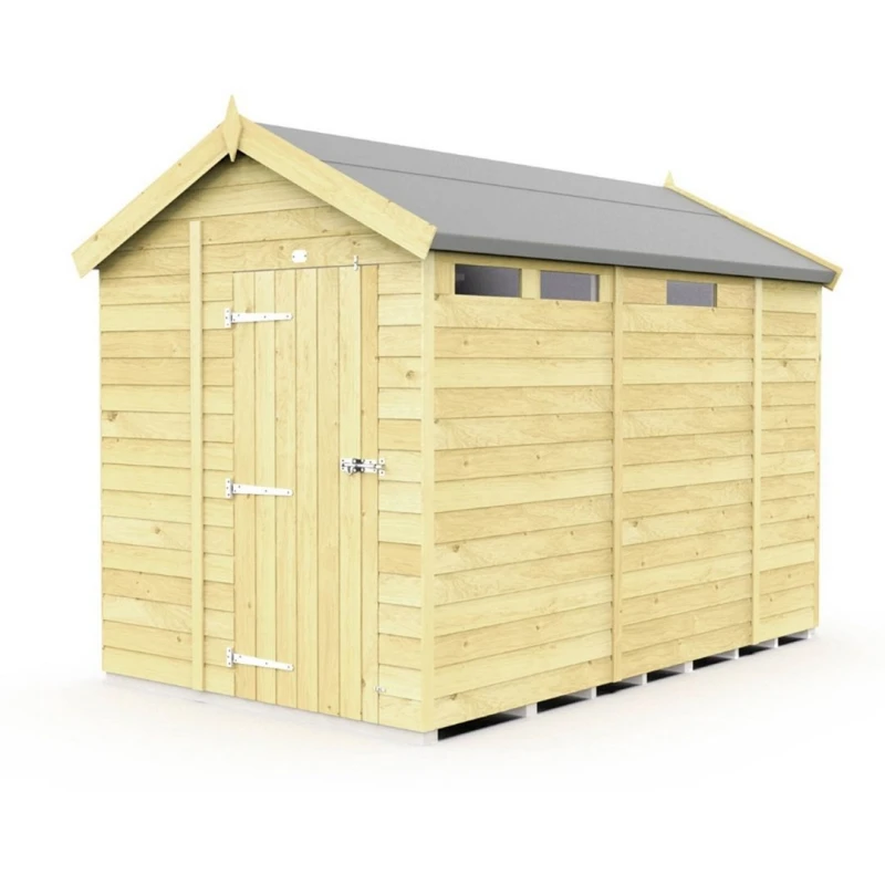 Image of Buttercup Farm 6 x 9 Feet Apex Security Shed - Single Door - L272 x W175 x H217cm in Brown Brown Unisex