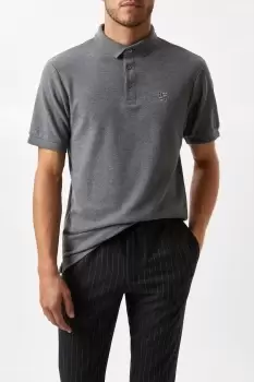 Image of Mens Charcoal Marl Pique Polo Shirt