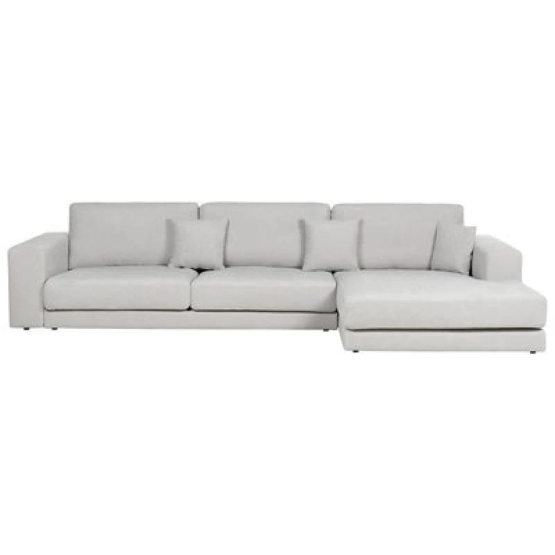Image of Beliani Corner Sofa 4 Seater Lofoten Fabric Light Grey Left Hand
