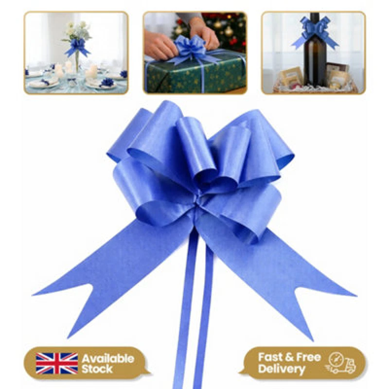 Image of Shatchi Large 30mm/3cm Ribbon Pull Bows Navy Blue for All Occation Decoration , 10PK Dark Blue unisex