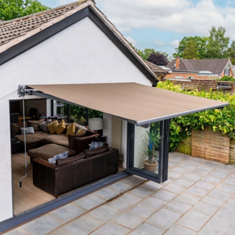 Image of Jack Stonehouse 3 X 2.5M Electric Awning With LED Lights - Aluminium Frame Retractable Sun Shade Canopy For Garden Patio Door Window - Taupe Beige