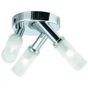 Image of Searchlight Bubbles - LED 3 Light Bathroom Flush Ceiling Spotlight Chrome with Frosted Glass IP44, G9