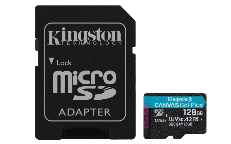 Image of Kingston Technology Kingston Technology 128GB microSDXC Canvas Go Plus Gen4 200MB/s A2 U3 V30 Card + Adapter SDCG4/128GB