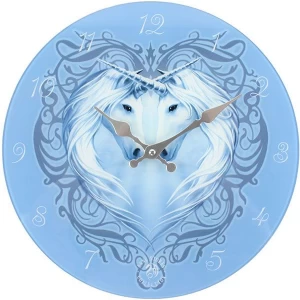 Image of Unicorn Heart Glass Wall Clock by Anne Stokes