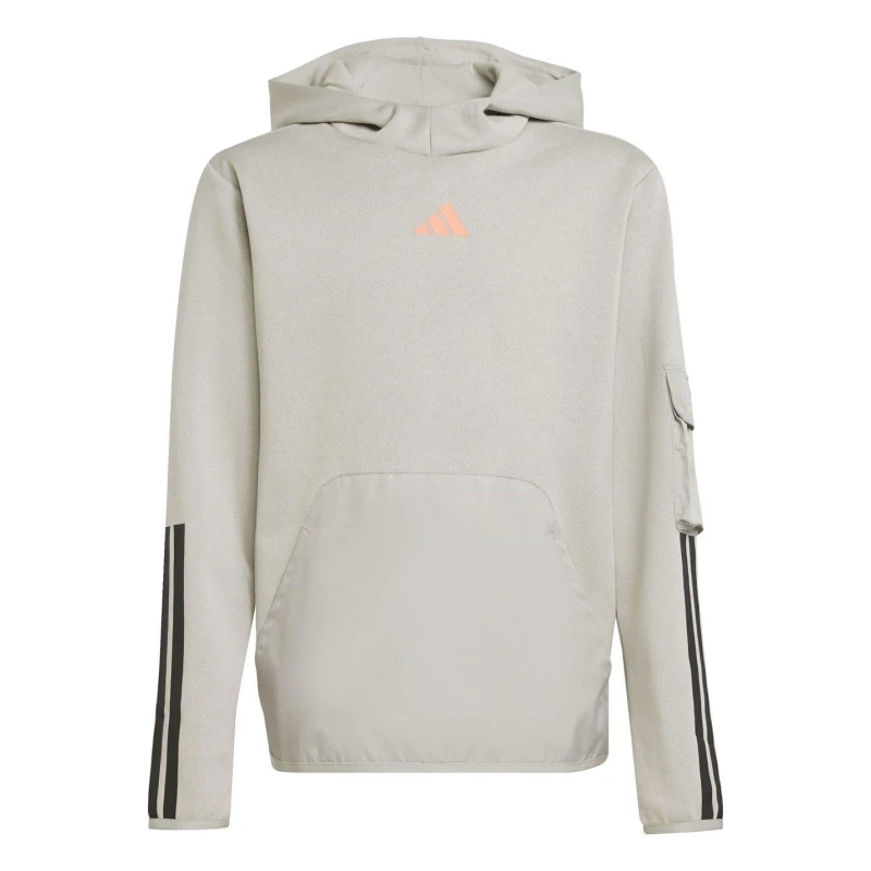 Image of adidas Utility Fleece Hoodie Juniors Grey/Coral male 7-8 Years