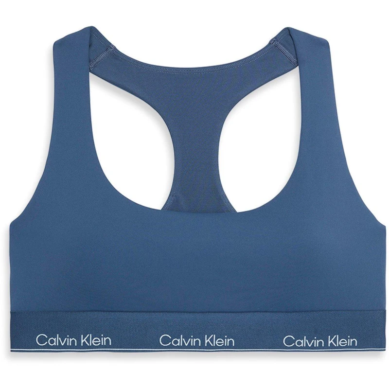 Image of Calvin Klein Womens Moisture Wicking Medium Impact Sports Bra Dark Denim female 8 (XS)
