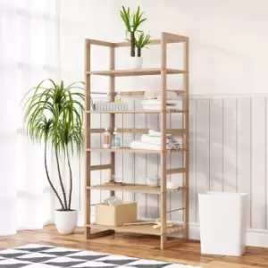 Image of Bathroom Shelf Stand 5 Tiers Wooden 136x58x27cm Wall Bookcase Bathroom Shelf - Casaria