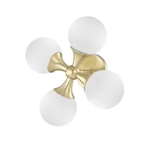 Image of Astoria 4 Light Wall Sconce Brass, Glass, 3000K