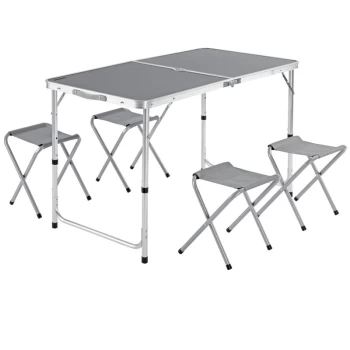 Image of Garden Camping Table and Chairs Set - Folding and Space-saving Grey