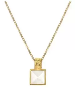 Image of Hot Diamonds HD X JJ Calm Mother of Pearl Square Pendant, Yellow Gold, Women