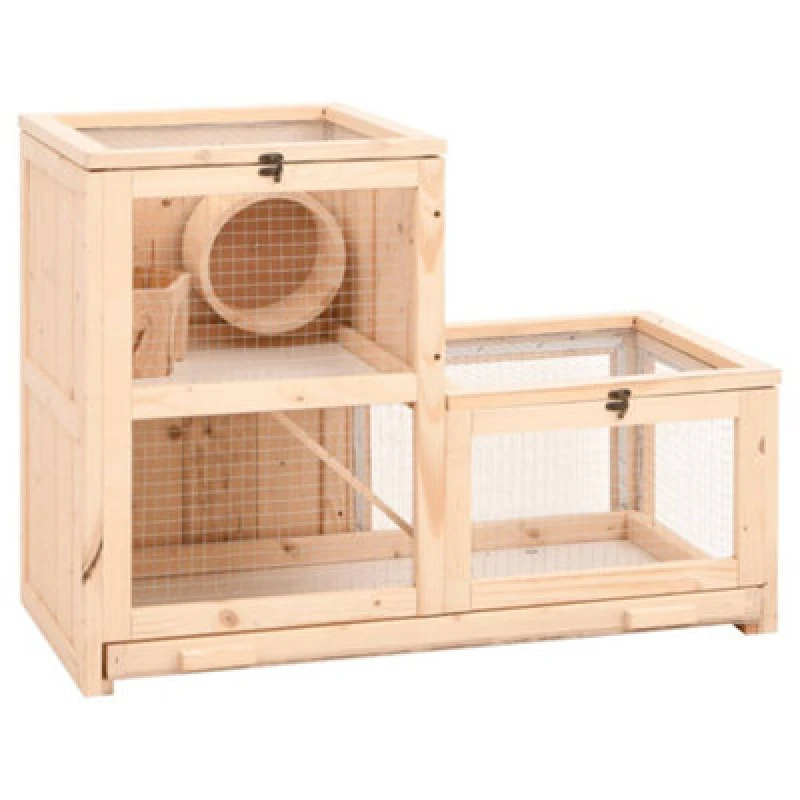 Image of Vidaxl Hamster Cage 81X40X60 Cm Solid Wood Fir