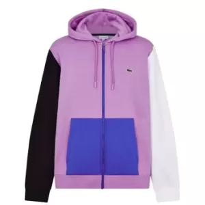 Image of Lacoste Colour Block Zip Hoodie - Purple