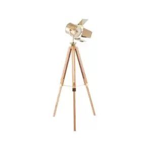 Image of Gold And Natural Tripod Floor Lamp