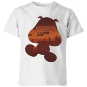 Image of Nintendo Super Mario Goomba Silhouette Kid's T-Shirt - White - 3-4 Years