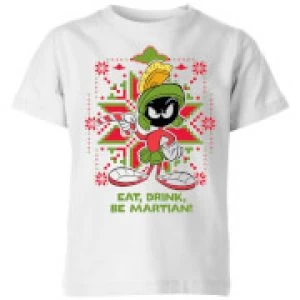 Image of Looney Tunes Eat Drink Be Martian Kids Christmas T-Shirt - White - 7-8 Years - White