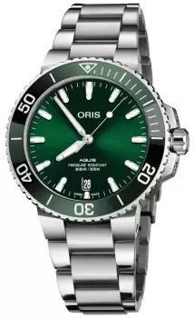 Image of ORIS 01 733 7766 4157-07 8 22 05PEB Aquis Date 41.5mm Green Watch