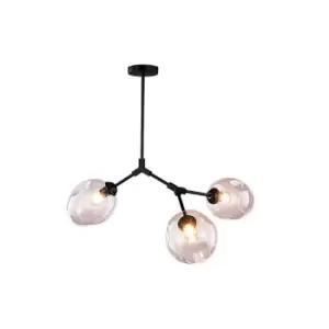 Image of Corfu Ceiling Pendant 3 Light Metal-Glass Black
