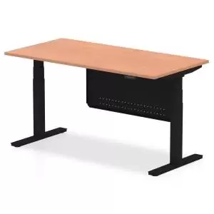 Image of Air 1600 x 800mm Height Adjustable Desk Beech Top Black Leg With Black