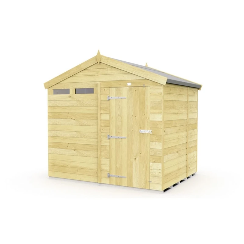 Image of Buttercup Farm 8 x 5 Feet Apex Security Shed - Single Door - L158 x W231 x H217cm in Brown Brown Unisex