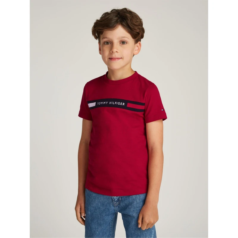 Image of Tommy Hilfiger TH RIB REG TEE SS - Red Red One Size