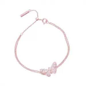 Image of Olivia Burton Womens Sparkle Butterfly 3D Sparkle Butterfly Chain Bracelet - Rose Gold