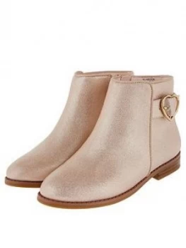 Image of Monsoon Girls Penny Heart Buckle Shimmer Boot - Pink