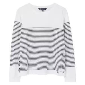 Image of Crew Clothing Womens Cassandra Long Sleeve Slub Breton Blue/White 18