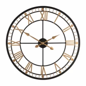 Image of Premier Housewares Metal Wall Clock 80cm Black and Gold, white