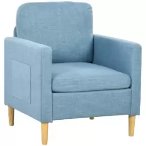 Image of HOMCOM Modern Accent Chair, Comfy Fireside Chair, Upholstered Armchair for Living Room, Bedroom, Home Office, Light Blue