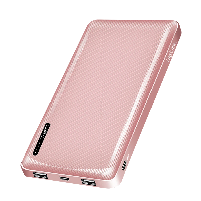 Image of LogiLink Mobile Power Bank. LiPo. 10.000 mAh. USB-C in/out. rose