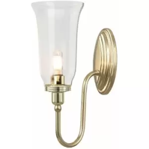 Image of IP44 Tall Flute Style Glass Cup Highly Polished Brass LED G9 3.5W