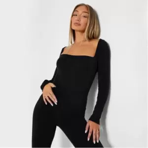 Image of I Saw It First Rib Square Neck Bodysuit - Black