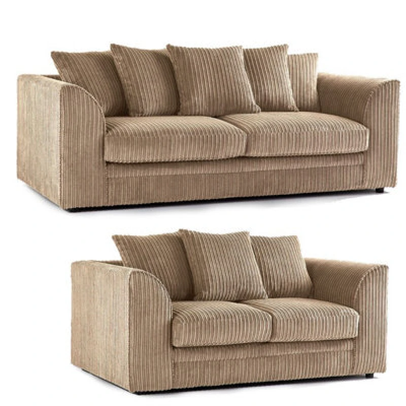 Image of Furnishings For Less UK Luxor Jumbo Cord Coffee 3 + 2 Fabric Sofa Suite