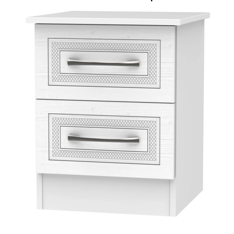 Image of Stafford 2 Drawer Bedside Cabinet In Signature White (Ready Assembled)