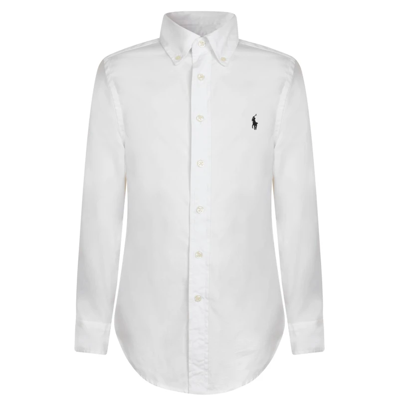 Image of POLO RALPH LAUREN Boy'S Long Sleeve Oxford Shirt - White White 7 - 8 Years