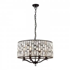Image of 8 Light Ceiling Pendant Dark Bronze, Clear Crystal, E14
