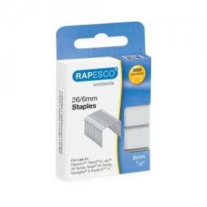 Image of Rapesco 26/6mm Galvanised staples Retail Pack PK2000