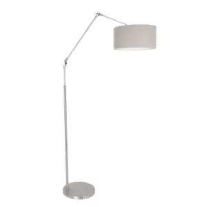 Image of Prestige Chic Floor Lamp with Shade Steel Brushed, Linen Grey