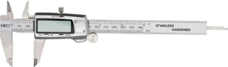 Image of NEO TOOLS 75-011 Vernier Calliper Length: 237mm, Measuring Range from: 0mm, Measuring Range to: 150mm, Measuring accuracy +/-: 0.02mm Stainless Steel